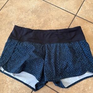 Lululemon Athletica Black and Blue Run Time Shorts 2.5” inseam